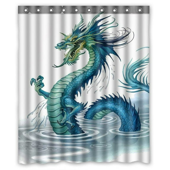 GCKG Art Dragon Bathroom Shower Curtain, Shower Rings Included 100% Polyester Waterproof Shower Curtain 60x72 Inches
