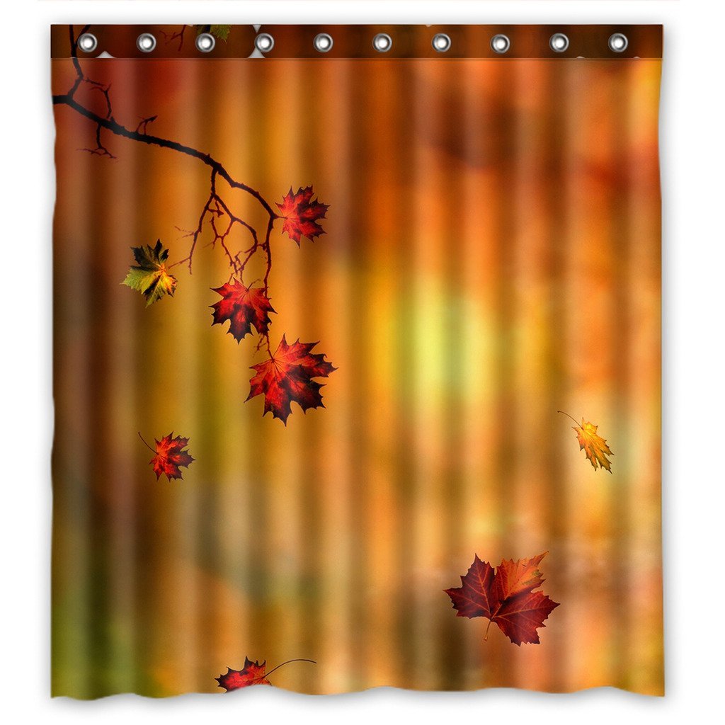 GCKG Autumn Maple Leaf Waterproof Polyester Shower Curtain and Hooks Size 66x72 inches - image 1 of 4
