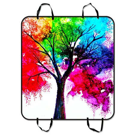 GCKG Autumn Tree Art Colorful Rainbow Tree Pet Car Seat Cover Dog Car Seat Mat Hammock Cargo Mat Trunk Mat For Cars Trucks and SUV 54x60 inches