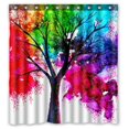thumbnail image 1 of GCKG Autumn Tree Art Colorful Rainbow Tree Waterproof Polyester Shower Curtain and Hooks Size 66x72 inches, 1 of 4