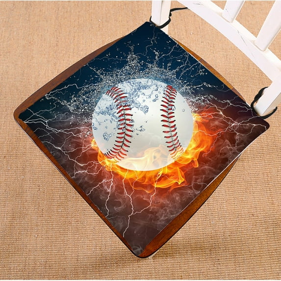 GCKG Baseball Chair Pad Seat Cushion Chair Cushion Floor Cushion with Breathable Memory Inner Cushion and Ties Two Sides Printing 16x16 inches