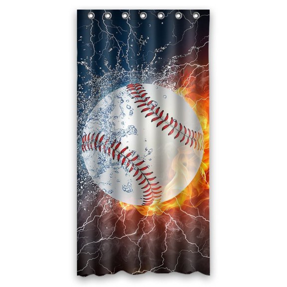 GCKG Baseball Waterproof Polyester Shower Curtain Bathroom Deco 36x72 inches