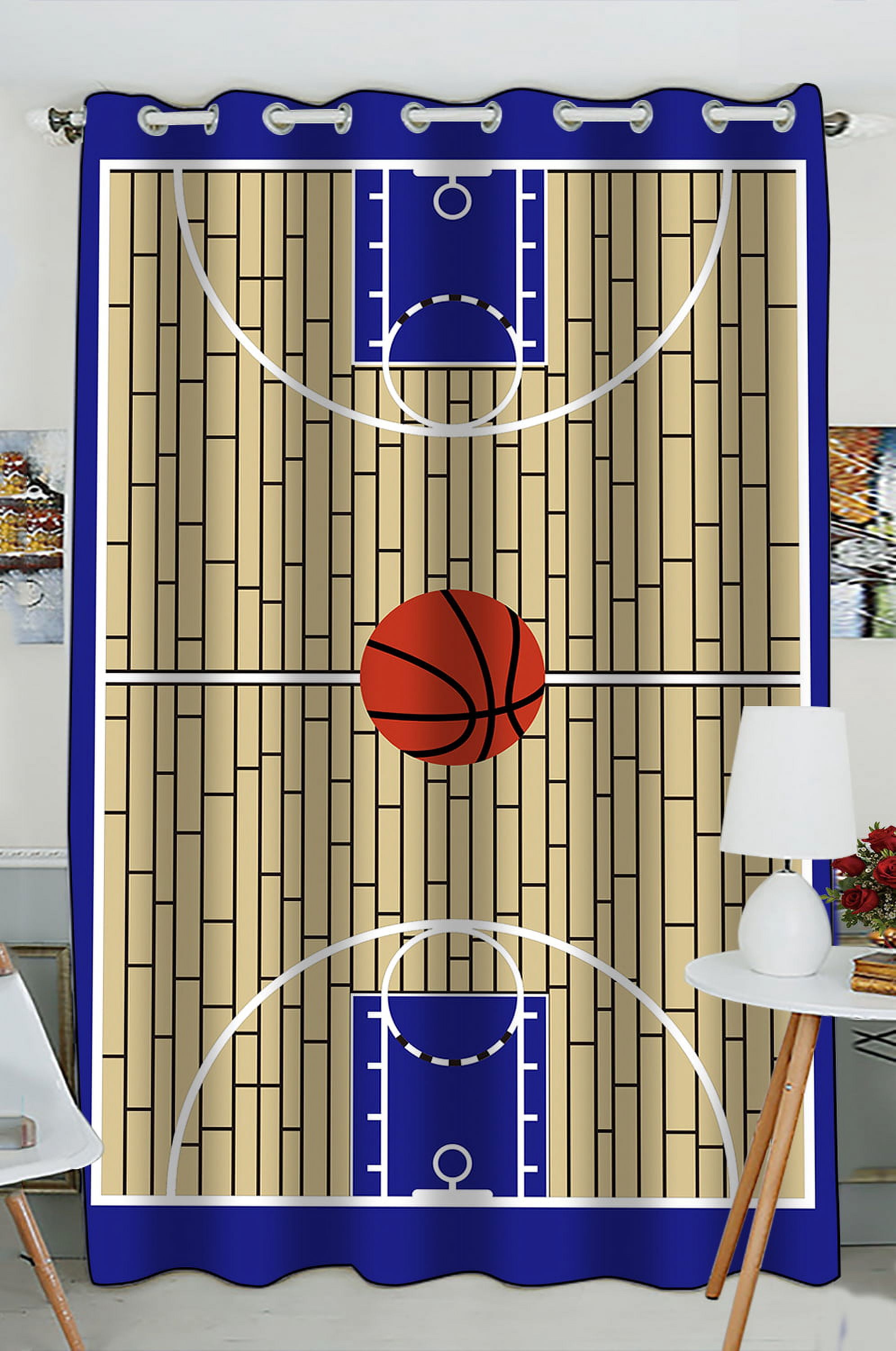 GCKG Basketball Ground Window Curtain,Basketball Ground Grommet ...