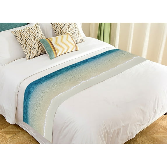 GCKG Beach Clear Sea Sand Ocean Super Bed Decoration Bed Runner Bedding Scarf 20x95 Inch