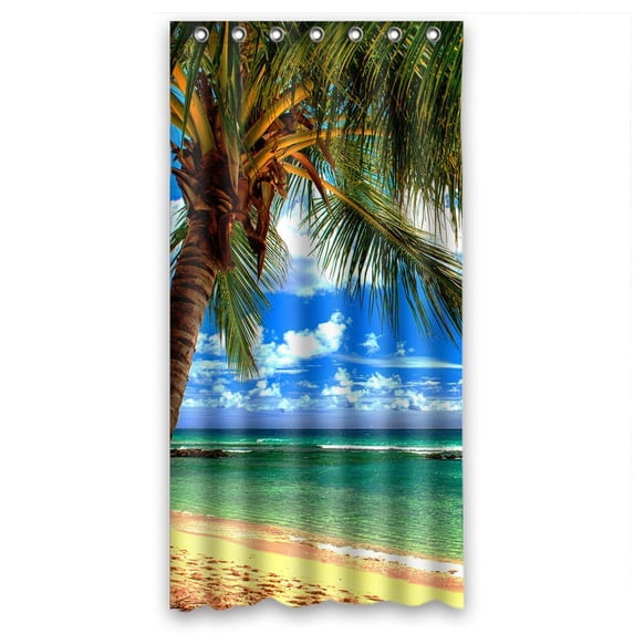 GCKG Beach Palm Tree Waterproof Polyester Shower Curtain and Hooks Size 36x72 inches