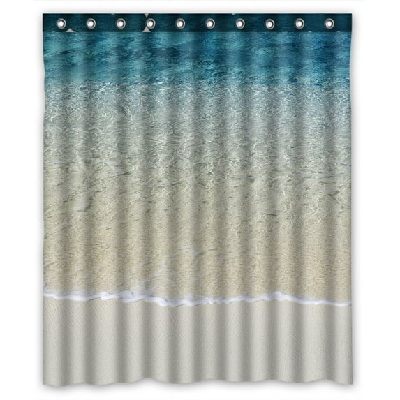 GCKG Beach Sea Sand Ocean Bathroom Shower Curtain, Shower Rings Included 100% Polyester Waterproof Shower Curtain 60x72 Inches