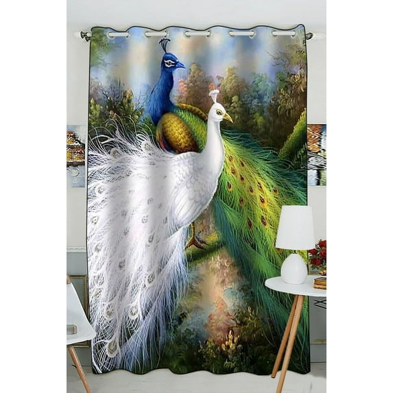 GCKG Beautiful Peacock Blackout Curtains Window treatment Panel Drapes 52(W) x 84(H) inches (One Piece)