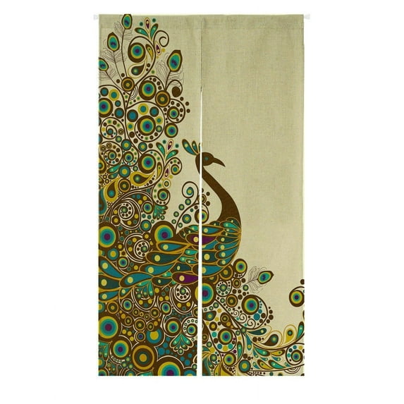 GCKG Beautiful Peacock Pattern Doorway Curtain Japanese Noren Curtains Door Curtain Entrance Curtain Size 85x150 CM