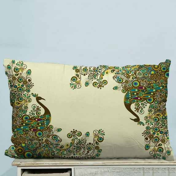 GCKG Beautiful Peacock Pattern Pillow Case Pillow Cover Pillow Protector Two Sides 20 x 30 Inches