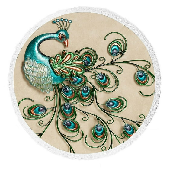 GCKG Beautiful Peacock Popular Peacock Feathers Round Beach Towel Beach Mats Beach Shawl Beach Blanket Beach Throw Towel Yoga Mat
