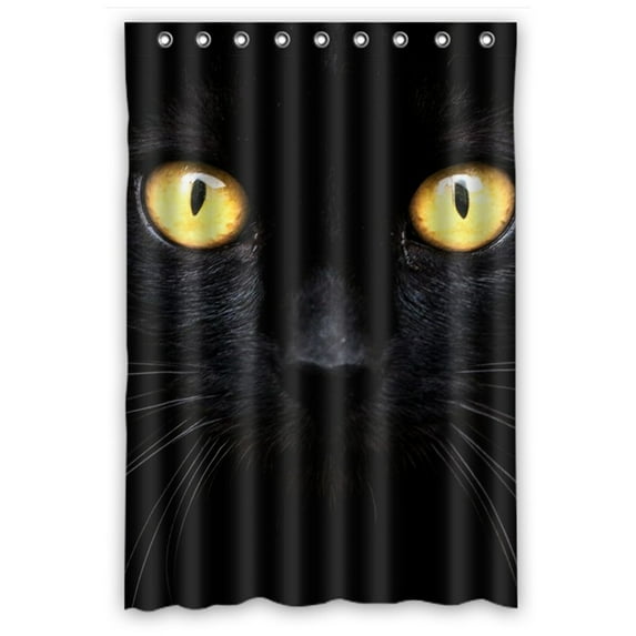 GCKG Black Cat in The Dark Bathroom Shower Curtain, Shower Rings Included 100% Polyester Waterproof Shower Curtain 48x72 Inches