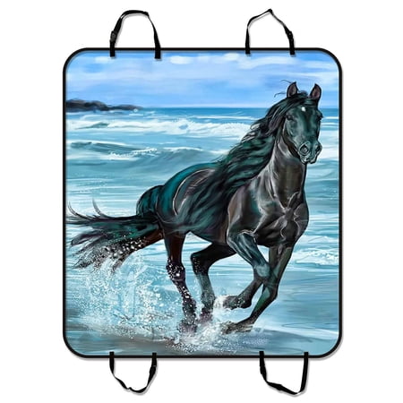 GCKG Black Horse Running On The Beach Pet Car Seat Cover Dog Car Seat Mat Hammock Cargo Mat Trunk Mat For Cars Trucks and SUV 54x60 inches