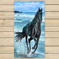 thumbnail image 1 of GCKG Black Horse Running On The Beach Towels,Beach Bath Pool Sprot Travel Hand Spa Towel Size 30x56 inches, 1 of 4