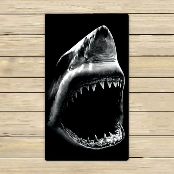 GCKG Black Shark Beach Towel Shower Towel Wrap For Home and Travel Use Size 16x28 inches