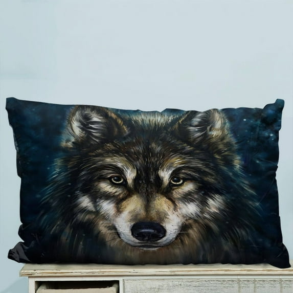 GCKG Brave Black Wolf Pillow Case Pillow Cover Pillow Protector Two Sides 20 x 30 Inches