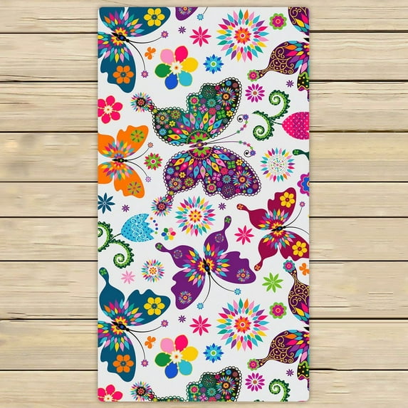 GCKG Butterflies Towels,Beatiful Flying Butterflies Beach Bath Towels Bathroom Body Shower Towel Bath Wrap For Home,Outdoor and Travel Use Size 30x56 inches