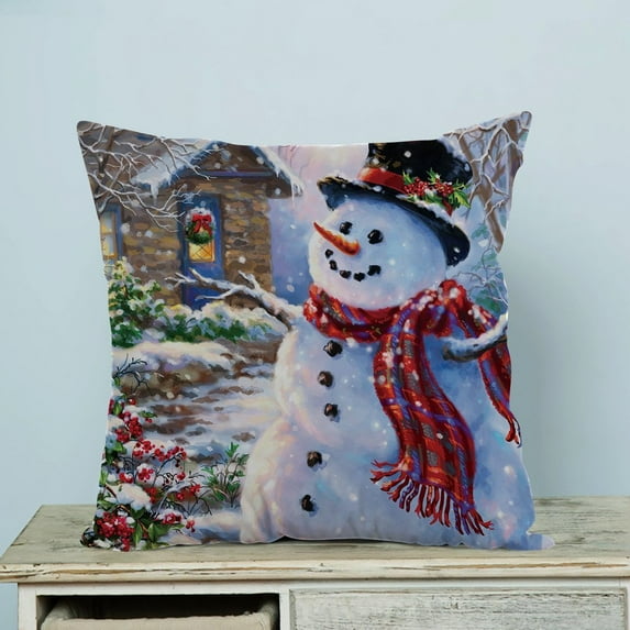 GCKG Christmas Snowman Pillow Case Pillow Cover Pillow Protector Two Sides 20 x 20 Inches