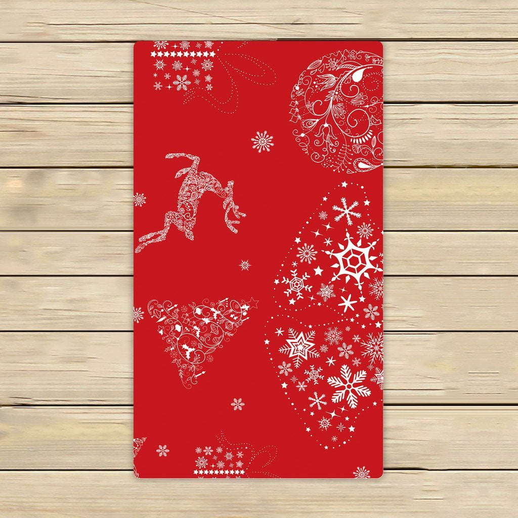 Christmas Poinsettia 3 Piece Towel Sets, 1 Bath Towel 30x60 inch