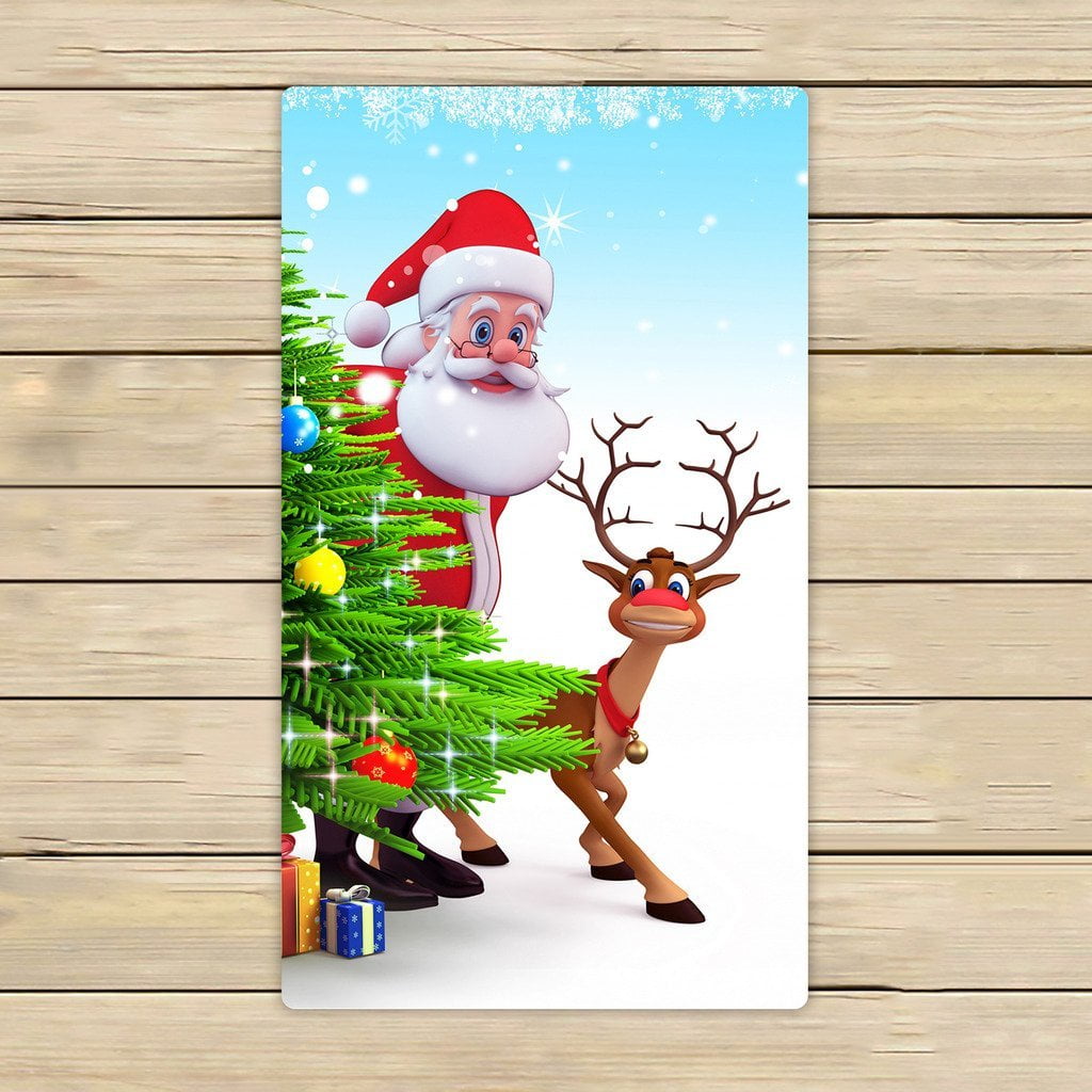 GCKG Christmas Tree Reindeer Hand Towel Spa Towel Beach Bath