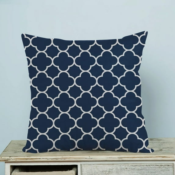 GCKG Classic Navy Blue Quatrefoil Pillow Case Pillow Cover Pillow Protector Two Sides 18 x 18 Inches