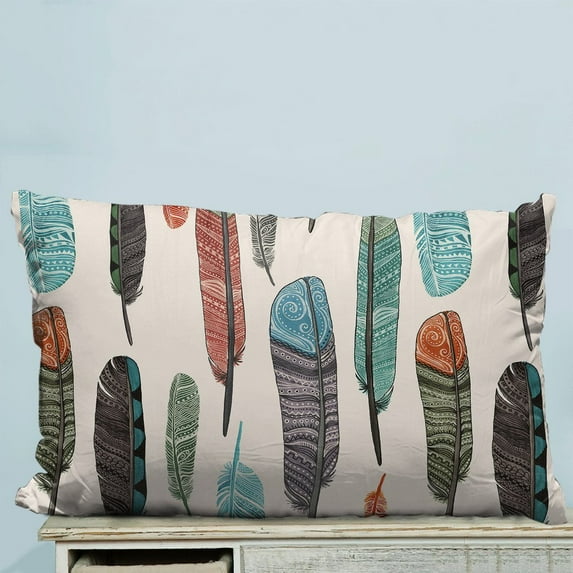 GCKG Colorful Aztec Feather Pillow Case Pillow Cover Pillow Protector Two Sides 20 x 30 Inches