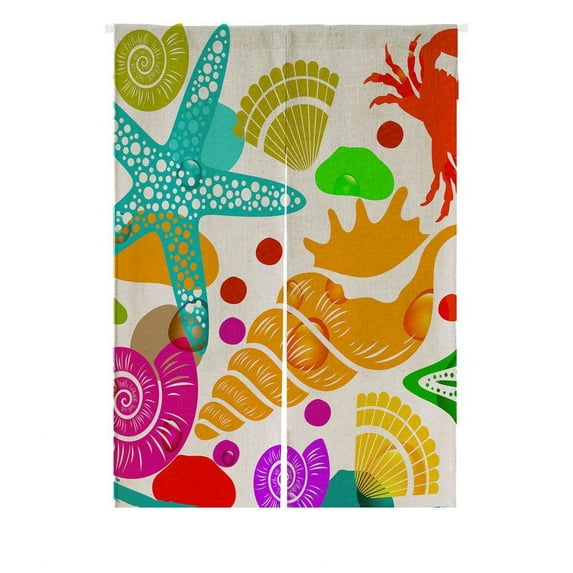 GCKG Colorful Sealife Starfish Crab Doorway Curtain Japanese Noren Curtains Door Curtain Entrance Curtain Size 85x120cm