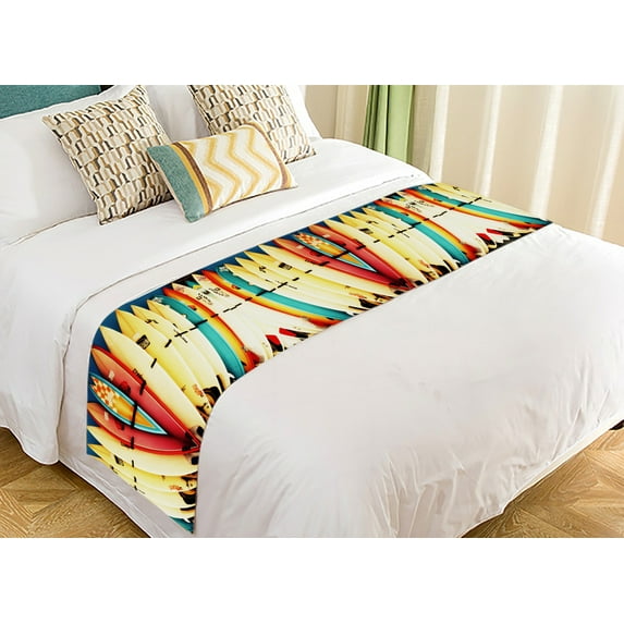 GCKG Colorful Surfboard Super Bed Decoration Bed Runner Bedding Scarf 20x95 Inch