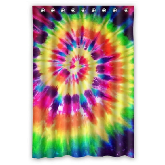 GCKG Colorful Tie Dye Bathroom Shower Curtain, Shower Rings Included 100% Polyester Waterproof Shower Curtain 48x72 inches