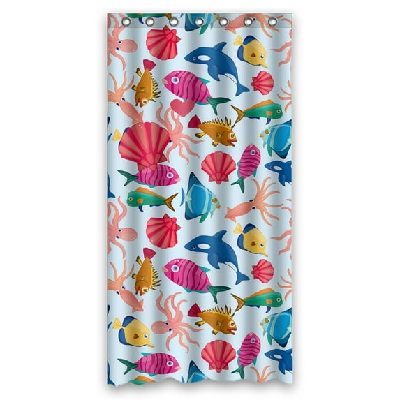 GCKG Colorful Underwater Sealife Shell Fish Octopus Waterproof Polyester Shower Curtain Bathroom Deco 36x72 inches