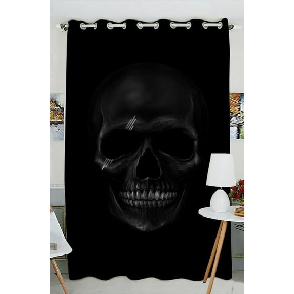 GCKG Cool And Horror Design Dark Skul Blackout Curtains Window treatment Panel Drapes 52(W) x 84(H) inches (One Piece)