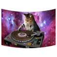 thumbnail image 1 of GCKG Cool Galaxy DJ Cat Funny Animal Pet Wall Art Tapestries Home Decor Wall Hanging Tapestry Size 60"x90", 1 of 2