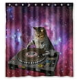 thumbnail image 1 of GCKG Cool Galaxy DJ Cat Funny Animal Pet Waterproof Polyester Shower Curtain and Hooks Size 66x72 inches, 1 of 4