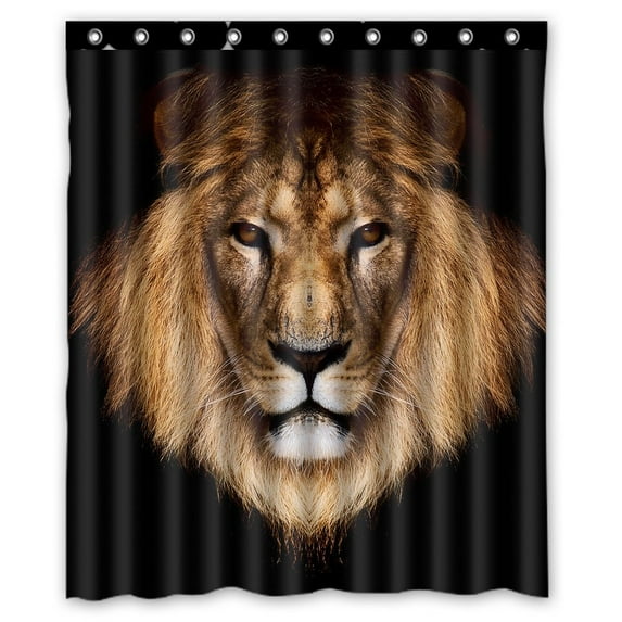 GCKG Creative Lion Waterproof Polyester Shower Curtain and Hooks Size 60x72 inches