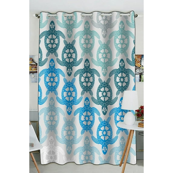 GCKG Creative Sea Turtle Window Curtain Kitchen Curtain Window Drapes Panel for Living Room Bedroom Size 52(W) x 84(H) inches (One Piece)