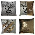 thumbnail image 1 of GCKG Creative Skull Tree Black Eagle Reversible Mermaid Sequin Pillow Case Home Decor Cushion Cover 16x16 inches, 1 of 3