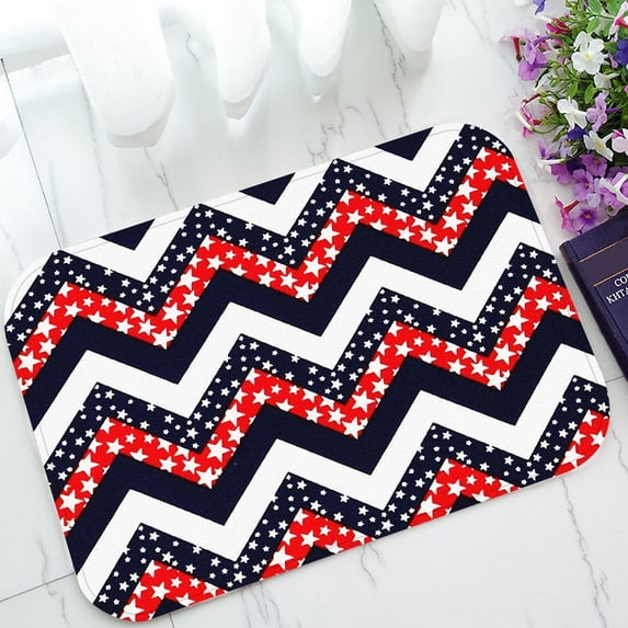 GCKG Dark Blue Red and White Star Chevron Non-Slip Doormat Indoor/Outdoor/Bathroom Doormat 23.6 x 15.7 Inches