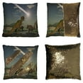 thumbnail image 1 of GCKG Dinosaur Pillowcase, Sunlight Sky Dinosaur Reversible Mermaid Sequin Pillow Case Home Decor Cushion Cover 20x20 inches, 1 of 3