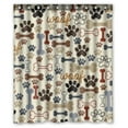 thumbnail image 1 of GCKG Dog Paws and Bones Bathroom Shower Curtain, Shower Rings Included 100% Polyester Waterproof Shower Curtain 60x72 Inches, 1 of 4