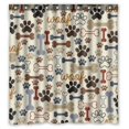 thumbnail image 1 of GCKG Dog Paws and Bones Bathroom Shower Curtain, Shower Rings Included 100% Polyester Waterproof Shower Curtain 66x72 Inches, 1 of 4
