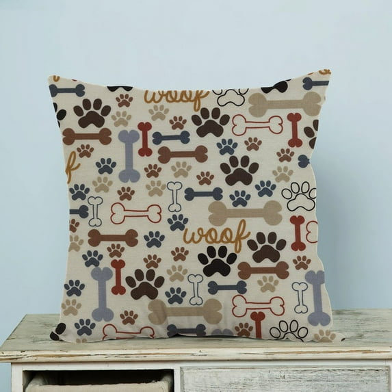 GCKG Dog Paws and Bones Pillow Case Pillow Cover Pillow Protector Two Sides 20 x 20 Inches