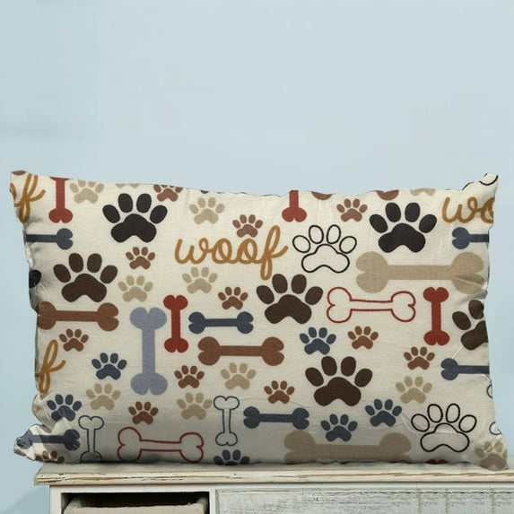 GCKG Dog Paws and Bones Pillow Case Pillow Cover Pillow Protector Two Sides 20 x 30 Inches