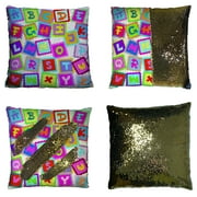 GCKG Educational Pillowcase, ABC Alphabet Fun Learning Chart Reversible Mermaid Sequin Pillow Case Home Decor Cushion Cover 16x16 inches