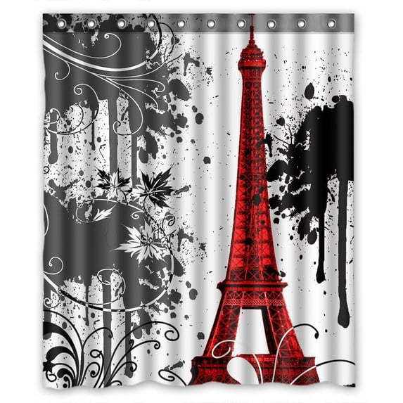 GCKG Eiffel Tower Waterproof Polyester Shower Curtain Bathroom Deco 60x72 inches