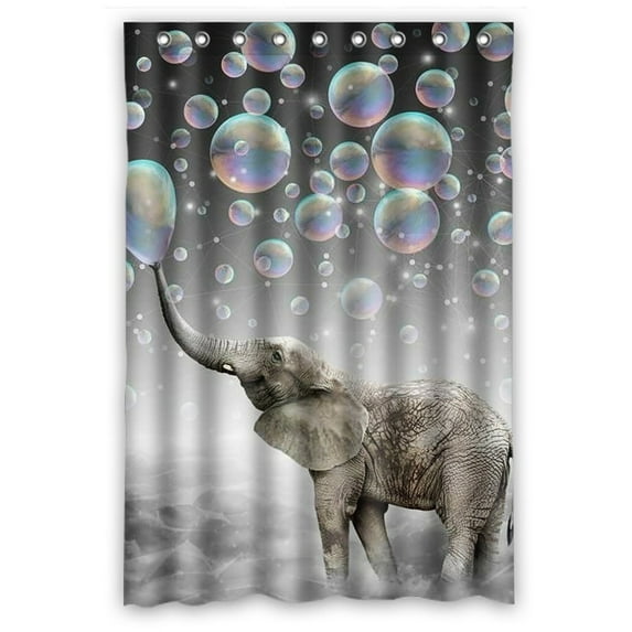 GCKG Elephant Bathroom Shower Curtain, Shower Rings Included 100% Polyester Waterproof Shower Curtain 48x72 Inches