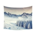 thumbnail image 1 of GCKG Fantastic Ice Snowflake Forest Mountain Winter Landscape Tapestry Horizontal Wall Hanging Sunset Sky Wall Decor Art for Living Room Bedroom Dorm Cotton Linen Decoration 51 x 60 Inches, 1 of 2