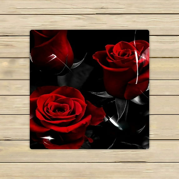 GCKG Fire Red Rose And Black Leaves Hand Towel,Spa Towel,Beach Bath Towels,Bathroom Body Shower Towel Bath Wrap Size 13x13 inches