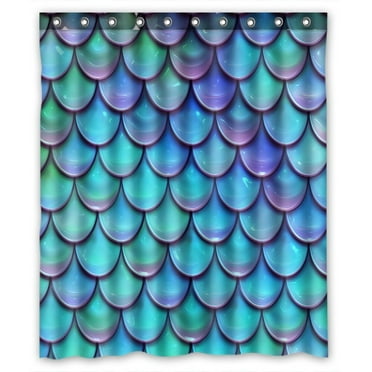 GCKG Fish Scales Purple Blue Waterproof Polyester Shower Curtain Bathroom Deco 60x72 inches
