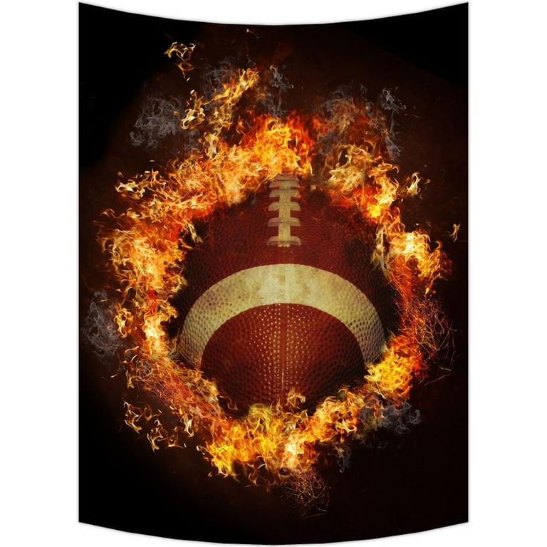GCKG Flaming American Football Wall Art Tapestries Home Decor Wall Hanging Tapestry Size 51 x60 Walmart