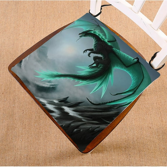 GCKG Flying Dragon Pattern Chair Pad Seat Cushion Chair Cushion Floor Cushion with Breathable Memory Inner Cushion and Ties Two Sides Printing 18x18 inches