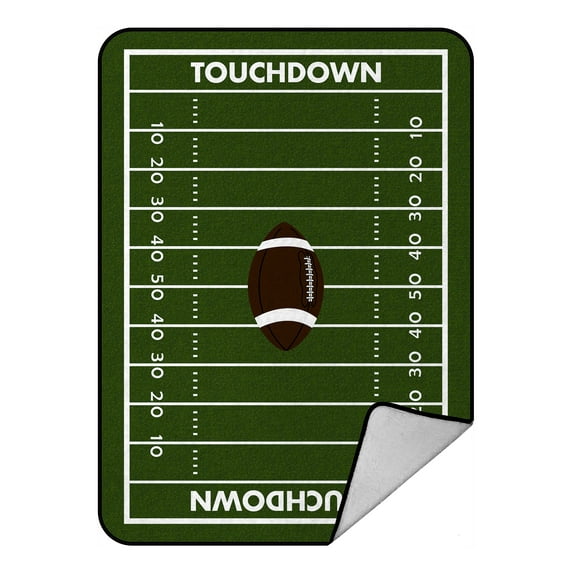 GCKG Football Ground Blanket,Football Ground Fleece Blanket Crystal Velvet Front and Lambswool Sherpa Fleece Back Throw Blanket 58x80inches